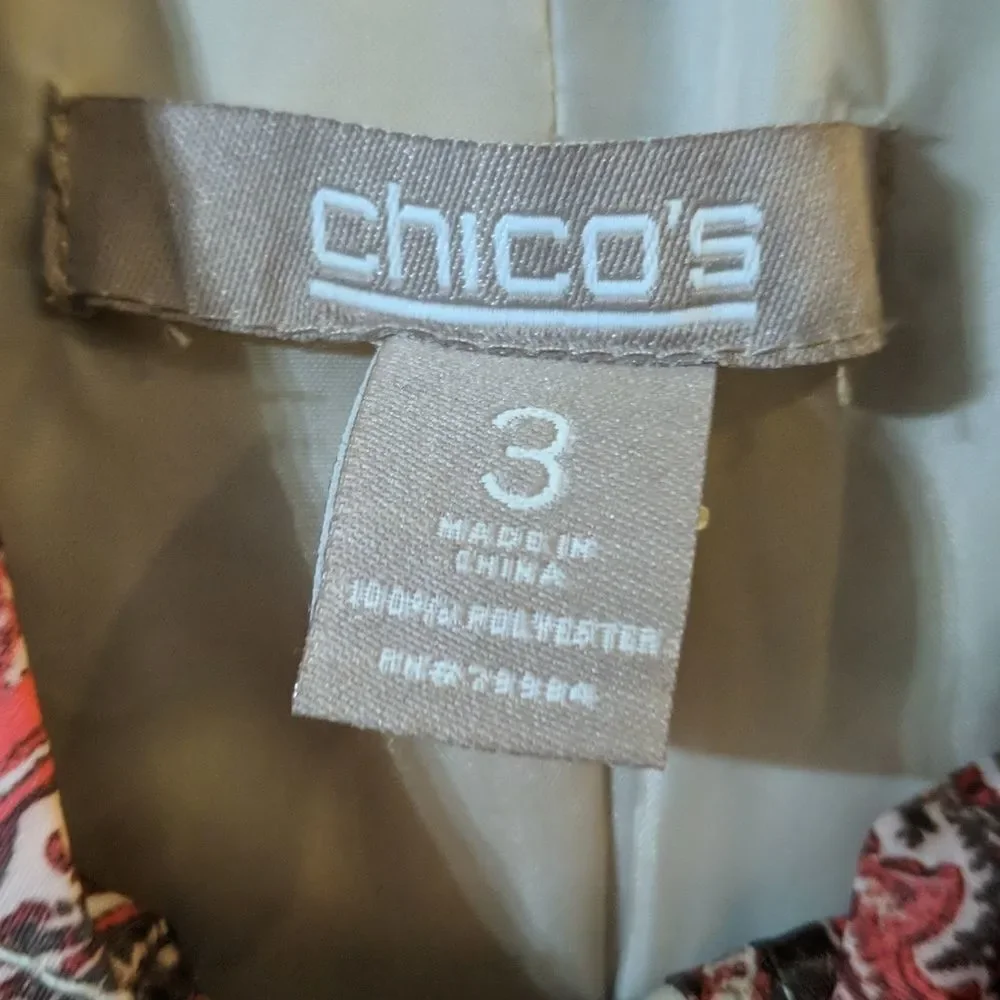 Chico's printed thin puffer jacket full zipper